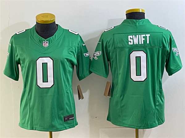 Womens Philadelphia Eagles #0 Dandre Swift Green 2023 F.U.S.E. Football Stitched Jersey(Run Small)